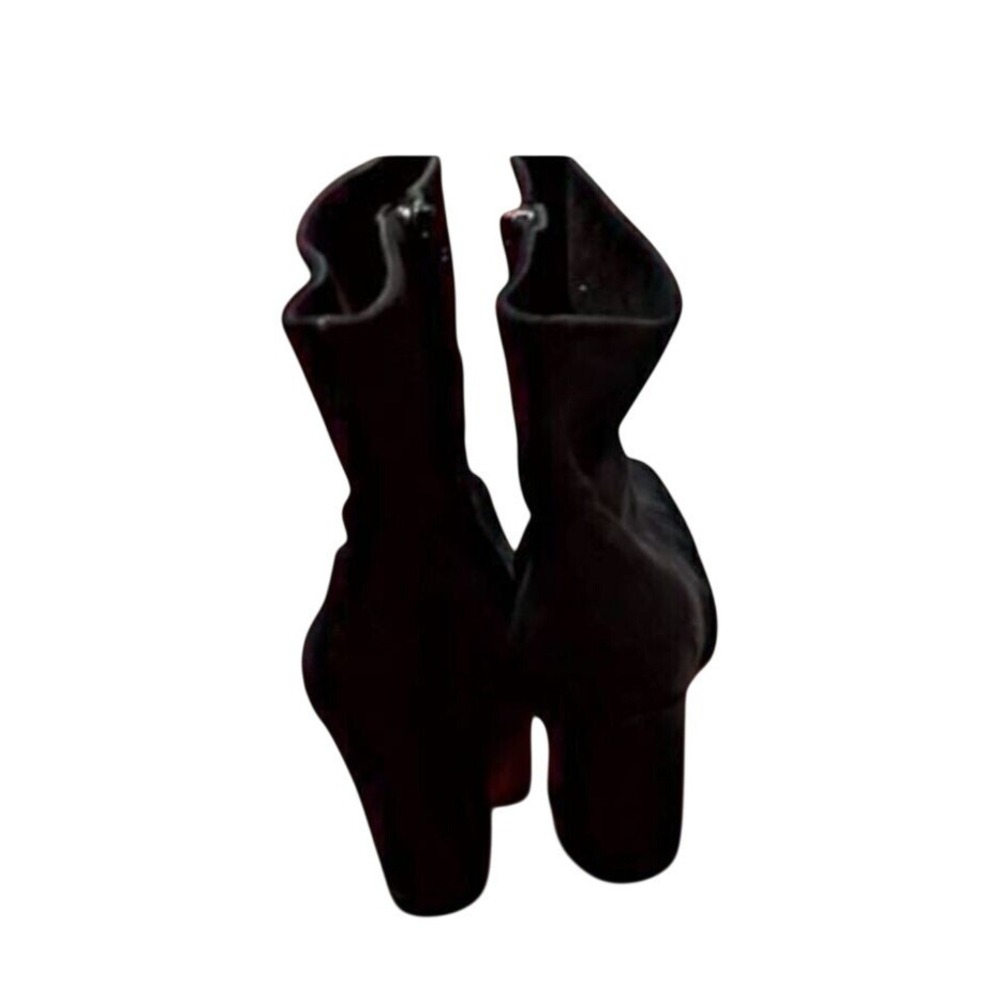GIVENCHY Black Suede Square Toe Ankle Boots 4G Logo Block Heel 39 Vintage Style - Picture 12 of 14